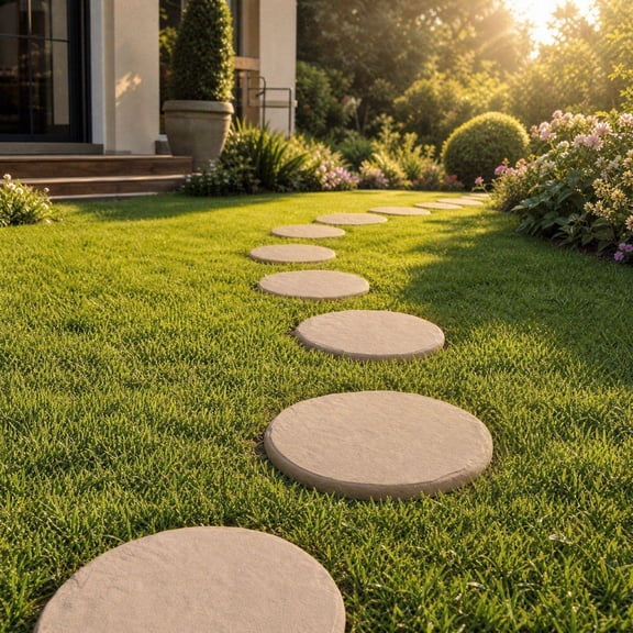 Round Plastic Stepping Stones for Garden Walkways - Decorative Airy Paving Tiles for Outdoor Pathways, Flower Bed Edging & Backyard Trails - Non-Slip Design for Safe Pedestrian Use