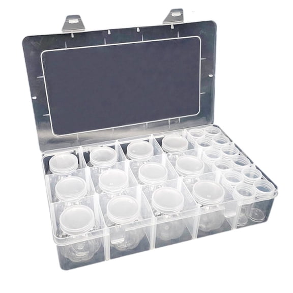 Round Plastic Storage Container With Label Stickers For Small Parts Beads Craft Supplies Organizers Plastic Materials