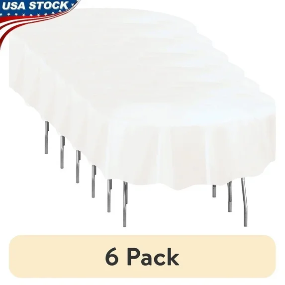 Round Plastic Table Cover 84 Waterproof Disposable Party Table Decorations 6Pack