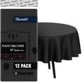 thumbnail image 1 of Round Plastic Tablecloth Black Disposable (12 Pack) Bulk - Heavy Duty Table Cloth (84” Inches) Round Tables Tablecloths, 1 of 5