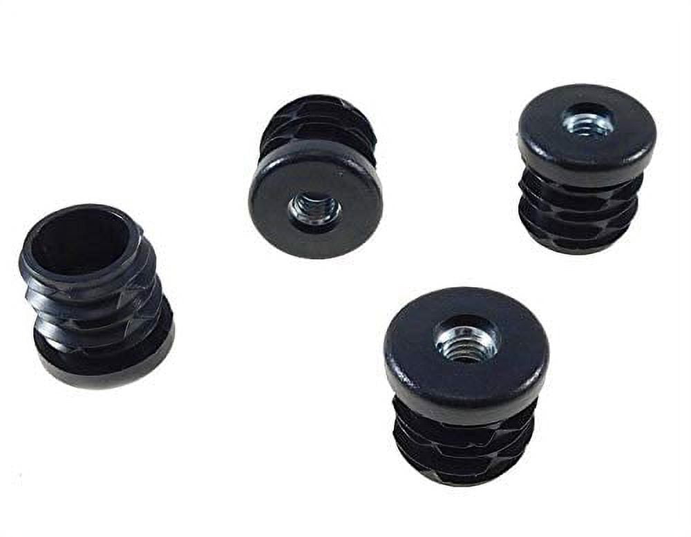 Round Plastic Threaded Tube Inserts 4 Pack Threaded 1"(OD) Round