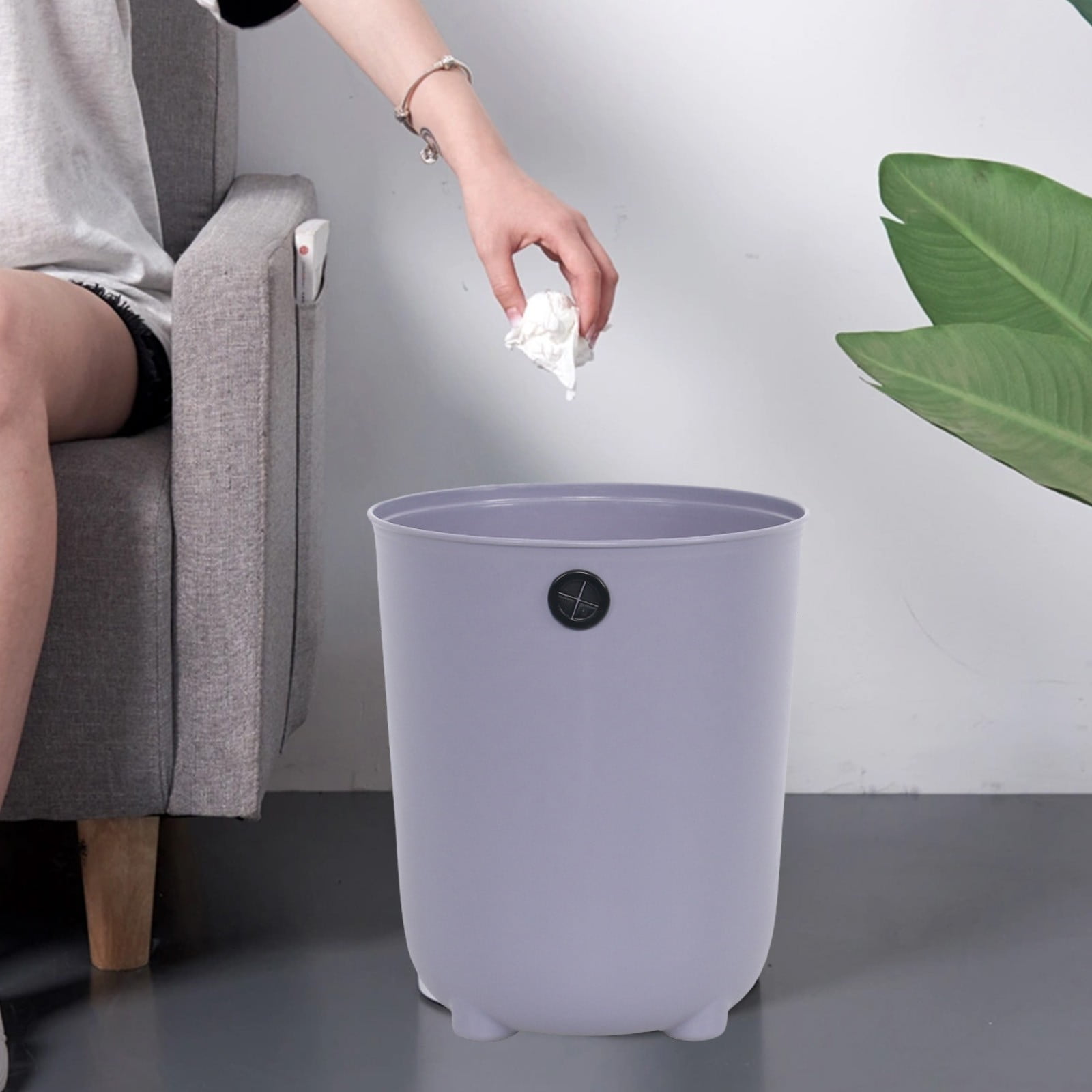 Round Plastic Trash Can,Open Top Trash Bin Touchless Wastebasket Bin ...