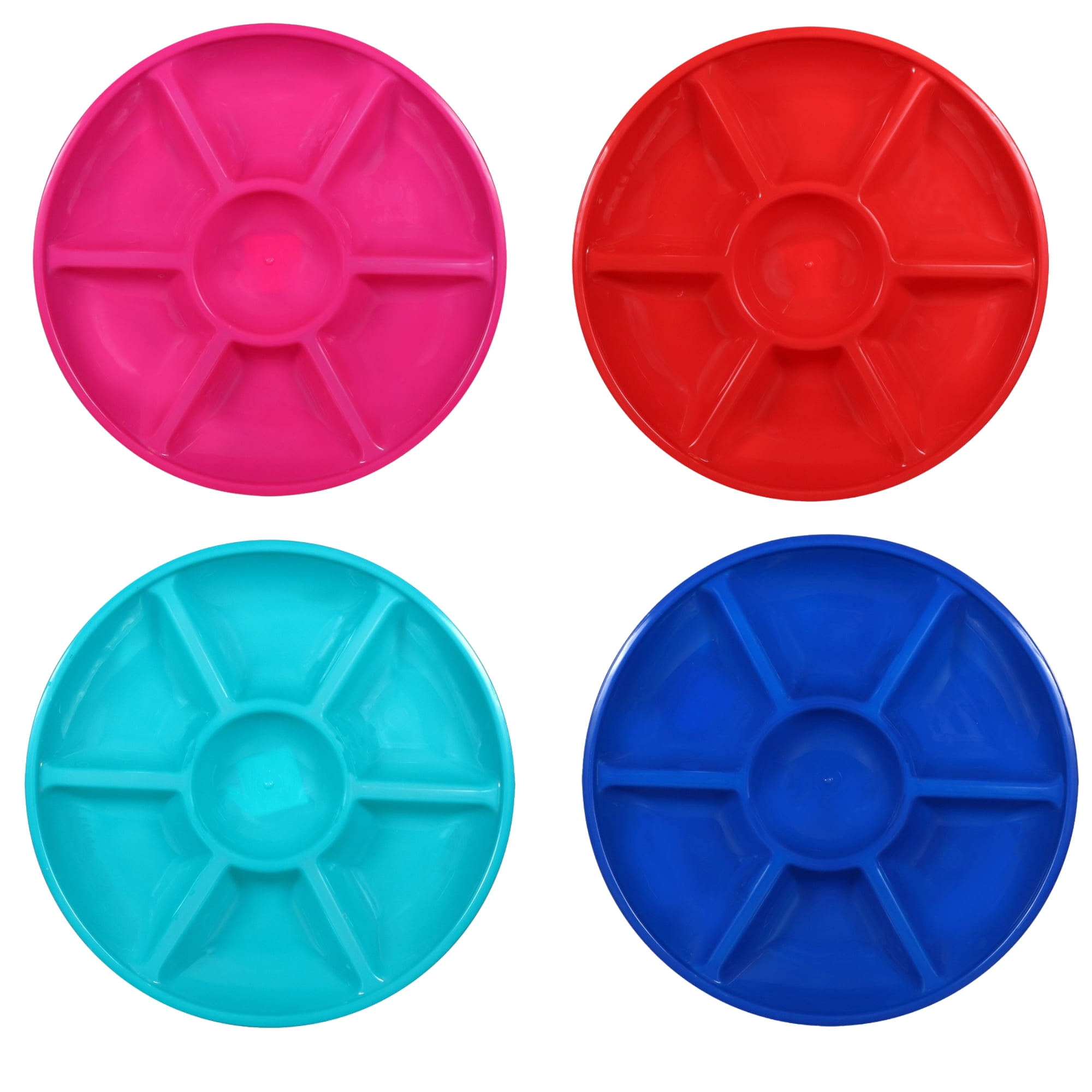 Round Plastic Veggie Tray 13in Fruit Tray 7 Divided Compartment