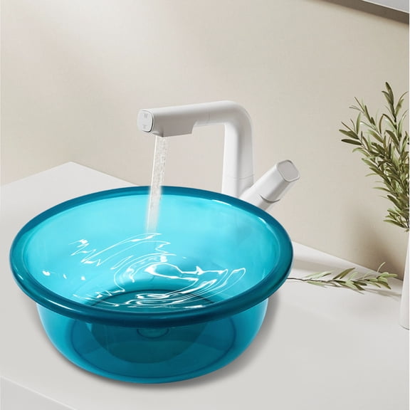 Round Plastic Wash Basin | Stackable Wash Tub | Camping Dishpan | Kitchen Basin Foot Soak Tub Laundry Hand Bucket Dish Pan for Face Cleansing Home Kitchen Blue,32x25x12cm