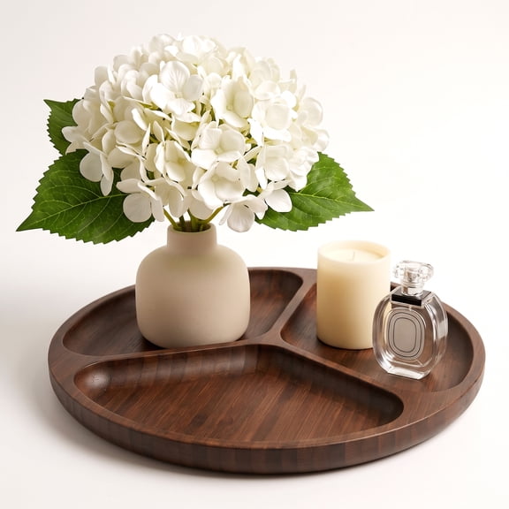 Round Plate, 3 Compartment, Brown