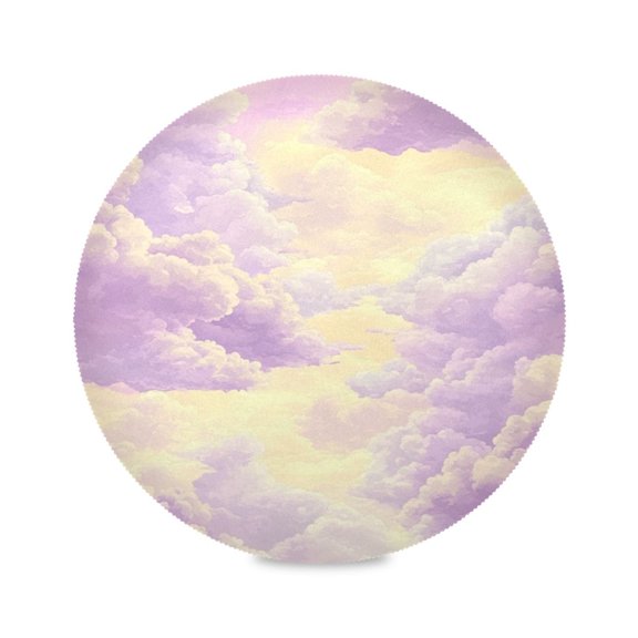 Round Plate Mat 15.4x15.4 Inchesx1 Placemat Table Mat Kitchen Mat Coffee Mat Fabric Thick, Strong Wear-Resistant, Heat Resistance Beautiful Purple Cloud