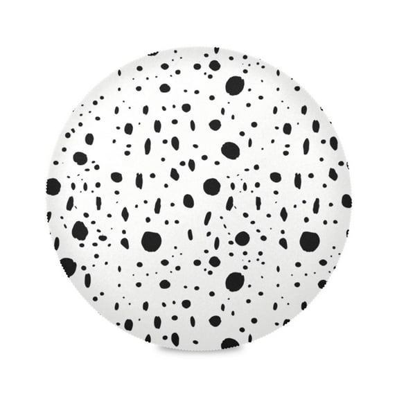 Round Plate Mat 15.4x15.4 Inchesx1 Placemat Table Mat Kitchen Mat Coffee Mat Fabric Thick, Strong Wear-Resistant, Heat Resistance Black Circle