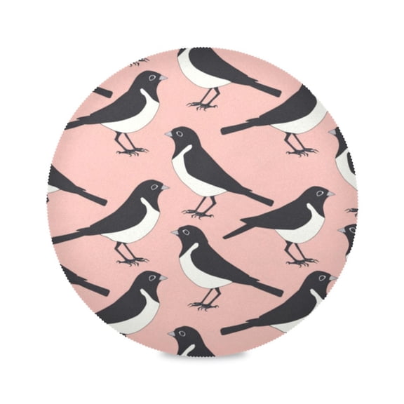 Round Plate Mat 15.4x15.4 Inchesx1 Placemat Table Mat Kitchen Mat Coffee Mat Fabric Thick, Strong Wear-Resistant, Heat Resistance Cartoon Black Magpie