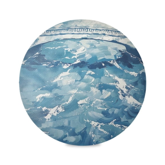 Round Plate Mat 15.4x15.4 Inchesx1 Placemat Table Mat Kitchen Mat Coffee Mat Fabric Thick, Strong Wear-Resistant, Heat Resistance Cartoon Blue Bridge
