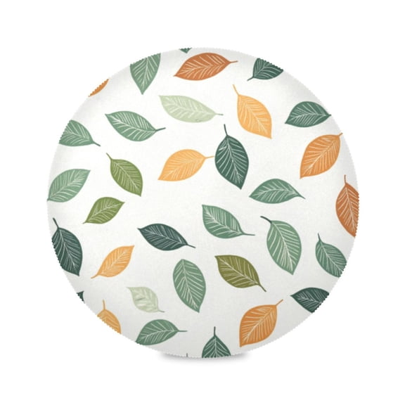 Round Plate Mat 15.4x15.4 Inchesx1 Placemat Table Mat Kitchen Mat Coffee Mat Fabric Thick, Strong Wear-Resistant, Heat Resistance Cartoon Cute Green Leaves Seamless