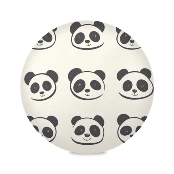 Round Plate Mat 15.4x15.4 Inchesx1 Placemat Table Mat Kitchen Mat Coffee Mat Fabric Thick, Strong Wear-Resistant, Heat Resistance Cartoon Cute Panda Face Seamless