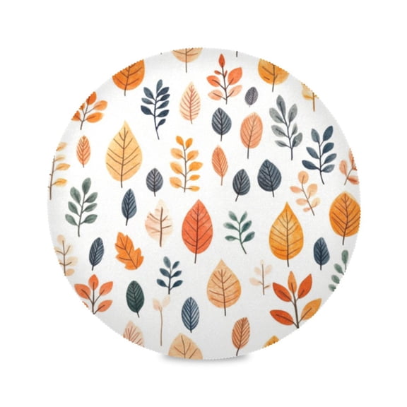 Round Plate Mat 15.4x15.4 Inchesx1 Placemat Table Mat Kitchen Mat Coffee Mat Fabric Thick, Strong Wear-Resistant, Heat Resistance Cartoon Yellow Leaves