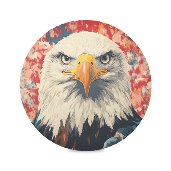 Round Plate Mat 15.4x15.4 Inchesx1 Placemat Table Mat Kitchen Mat Coffee Mat Fabric Thick, Strong Wear-Resistant, Heat Resistance Colored Cool Eagle