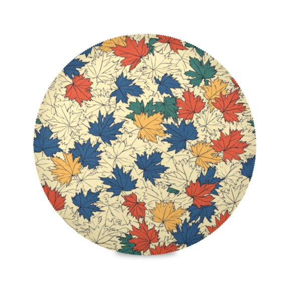 Round Plate Mat 15.4x15.4 Inchesx1 Placemat Table Mat Kitchen Mat Coffee Mat Fabric Thick, Strong Wear-Resistant, Heat Resistance Colorful Cartoon Maple Leaf