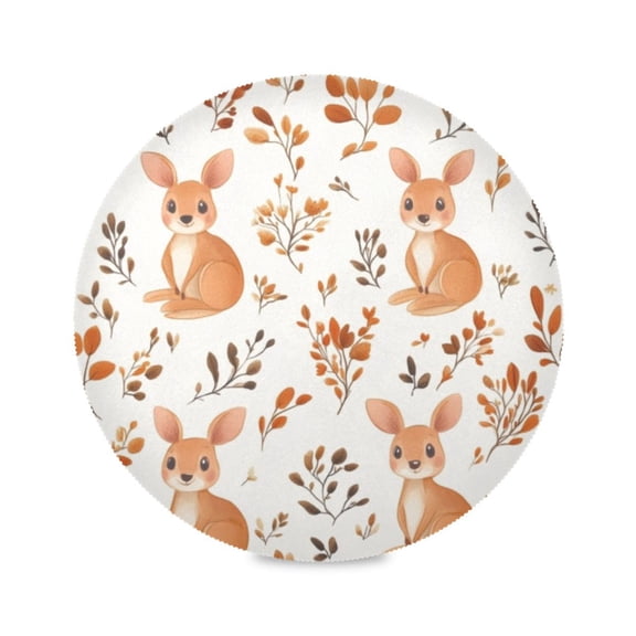 Round Plate Mat 15.4x15.4 Inchesx1 Placemat Table Mat Kitchen Mat Coffee Mat Fabric Thick, Strong Wear-Resistant, Heat Resistance Cute Cartoon Kangaroo
