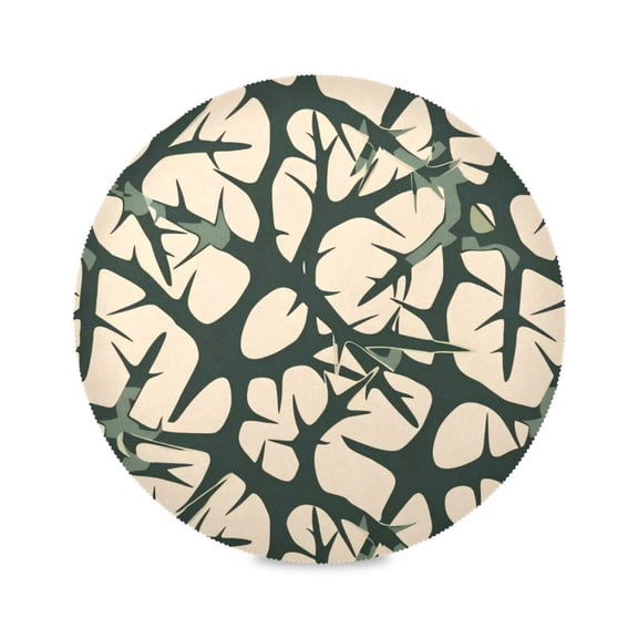 Round Plate Mat 15.4x15.4 Inchesx1 Placemat Table Mat Kitchen Mat Coffee Mat Fabric Thick, Strong Wear-Resistant, Heat Resistance Dark Green Briar