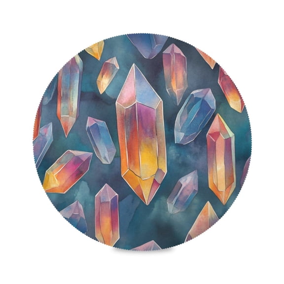 Round Plate Mat 15.4x15.4 Inchesx1 Placemat Table Mat Kitchen Mat Coffee Mat Fabric Thick, Strong Wear-Resistant, Heat Resistance Gemstone