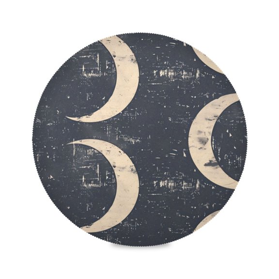 Round Plate Mat 15.4x15.4 Inchesx1 Placemat Table Mat Kitchen Mat Coffee Mat Fabric Thick, Strong Wear-Resistant, Heat Resistance Gray Moon