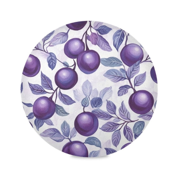 Round Plate Mat 15.4x15.4 Inchesx1 Placemat Table Mat Kitchen Mat Coffee Mat Fabric Thick, Strong Wear-Resistant, Heat Resistance Large Purple Plum