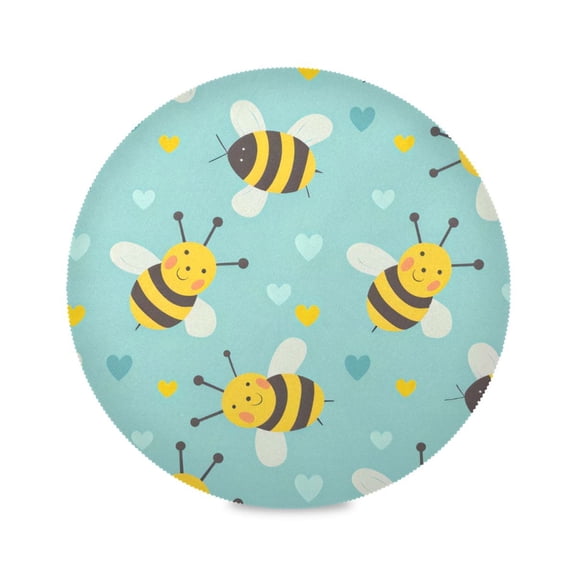 Round Plate Mat 15.4x15.4 Inchesx1 Placemat Table Mat Kitchen Mat Coffee Mat Fabric Thick, Strong Wear-Resistant, Heat Resistance Lovely Bee