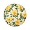 thumbnail image 1 of Round Plate Mat 15.4x15.4 Inchesx1 Placemat Table Mat Kitchen Mat Coffee Mat Fabric Thick, Strong Wear-Resistant, Heat Resistance Lovely Big Yellow Roses, 1 of 7