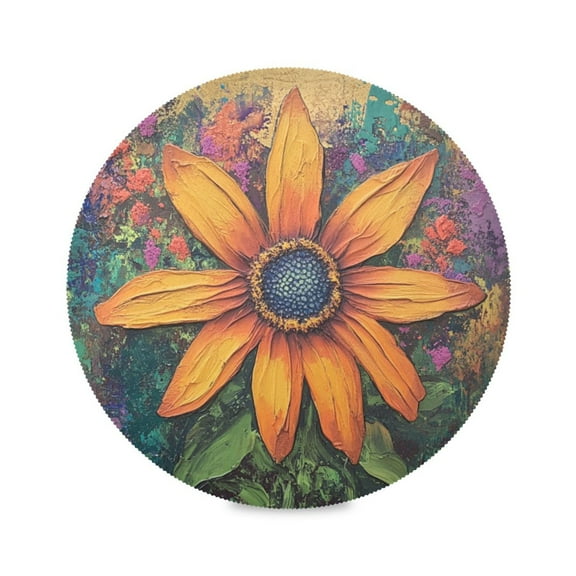 Round Plate Mat 15.4x15.4 Inchesx1 Placemat Table Mat Kitchen Mat Coffee Mat Fabric Thick, Strong Wear-Resistant, Heat Resistance Picturesque Flower