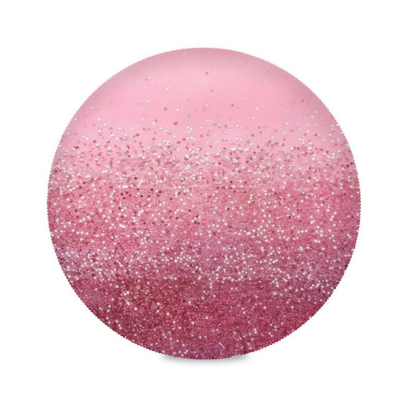 Round Plate Mat 15.4x15.4 Inchesx1 Placemat Table Mat Kitchen Mat Coffee Mat Fabric Thick, Strong Wear-Resistant, Heat Resistance Pink Beads