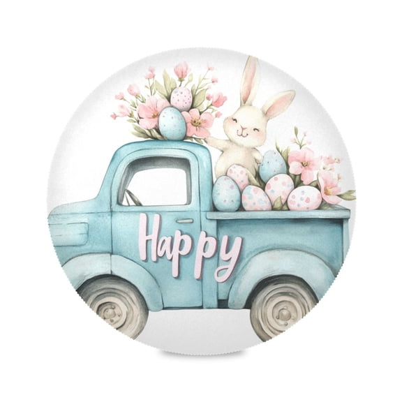 Round Plate Mat 15.4x15.4 Inchesx1 Placemat Table Mat Kitchen Mat Coffee Mat Fabric Thick, Strong Wear-Resistant, Heat Resistance Pretty Easter Bunny