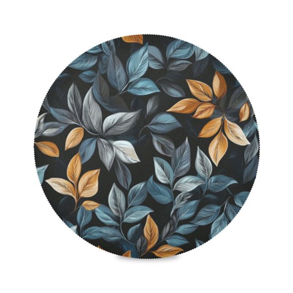 Round Plate Mat 15.4x15.4 Inchesx1 Placemat Table Mat Kitchen Mat Coffee Mat Fabric Thick, Strong Wear-Resistant, Heat Resistance Pretty Green Leaves