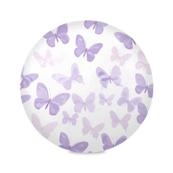 Round Plate Mat 15.4x15.4 Inchesx1 Placemat Table Mat Kitchen Mat Coffee Mat Fabric Thick, Strong Wear-Resistant, Heat Resistance Pretty Purple Butterfly Seamless