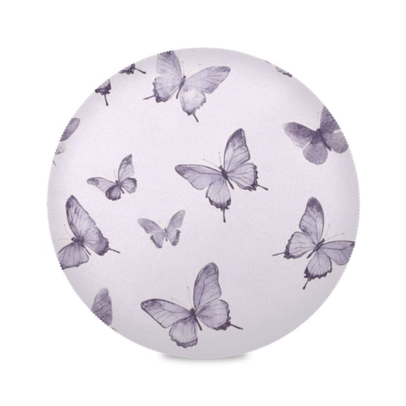Round Plate Mat 15.4x15.4 Inchesx1 Placemat Table Mat Kitchen Mat Coffee Mat Fabric Thick, Strong Wear-Resistant, Heat Resistance Pretty Purple Lovely Butterfly