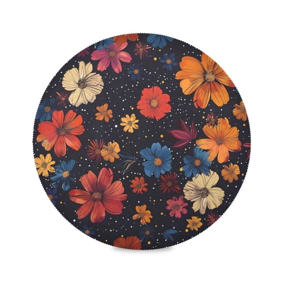 Round Plate Mat 15.4x15.4 Inchesx1 Placemat Table Mat Kitchen Mat Coffee Mat Fabric Thick, Strong Wear-Resistant, Heat Resistance Pretty Red Flowers