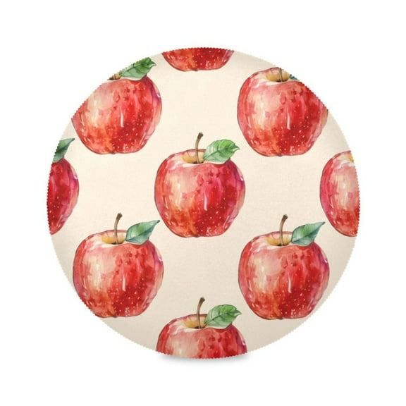 Round Plate Mat 15.4x15.4 Inchesx1 Placemat Table Mat Kitchen Mat Coffee Mat Fabric Thick, Strong Wear-Resistant, Heat Resistance Red Apple
