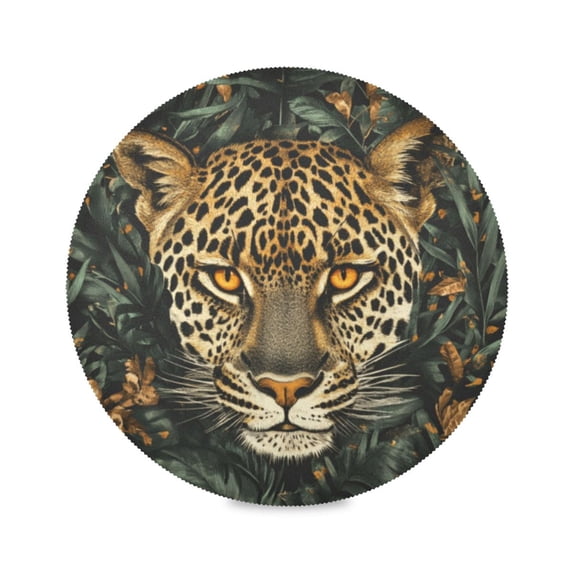 Round Plate Mat 15.4x15.4 Inchesx1 Placemat Table Mat Kitchen Mat Coffee Mat Fabric Thick, Strong Wear-Resistant, Heat Resistance The Mighty Jaguar