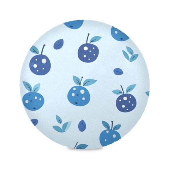 Round Plate Mat 15.4x15.4 Inchesx4 Placemat Table Mat Kitchen Mat Coffee Mat Fabric Thick, Strong Wear-Resistant, Heat Resistance Cute Cartoon Blueberries