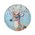 thumbnail image 1 of Round Plate Mat 15.4x15.4 Inchesx4 Placemat Table Mat Kitchen Mat Coffee Mat Fabric Thick, Strong Wear-Resistant, Heat Resistance Deer and Raindrops, 1 of 7