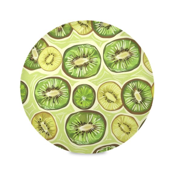 Round Plate Mat 15.4x15.4 Inchesx4 Placemat Table Mat Kitchen Mat Coffee Mat Fabric Thick, Strong Wear-Resistant, Heat Resistance Green Kiwi