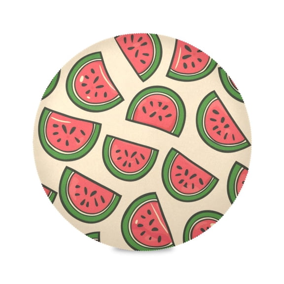 Round Plate Mat 15.4x15.4 Inchesx4 Placemat Table Mat Kitchen Mat Coffee Mat Fabric Thick, Strong Wear-Resistant, Heat Resistance Green Watermelon