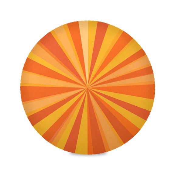 Round Plate Mat 15.4x15.4 Inchesx4 Placemat Table Mat Kitchen Mat Coffee Mat Fabric Thick, Strong Wear-Resistant, Heat Resistance Pretty Orange Stripes
