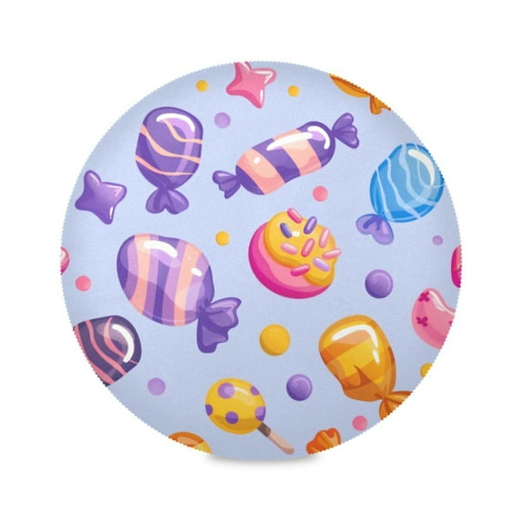 Round Plate Mat 15.4x15.4 Inchesx4 Placemat Table Mat Kitchen Mat Coffee Mat Fabric Thick, Strong Wear-Resistant, Heat Resistance Purple Candy