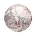 thumbnail image 1 of Round Plate Mat 15.4x15.4 Inchesx6 Placemat Table Mat Kitchen Mat Coffee Mat Fabric Thick, Strong Wear-Resistant, Heat Resistance Pink Flowers and The Eiffel Tower, 1 of 7
