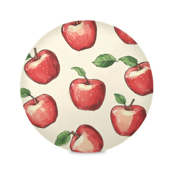 Round Plate Mat 15.4x15.4 Inchesx6 Placemat Table Mat Kitchen Mat Coffee Mat Fabric Thick, Strong Wear-Resistant, Heat Resistance Red Apple