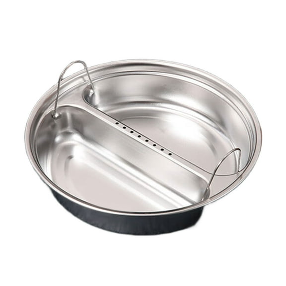 Round Plate with Double Handle Stainless Steel Steamers Convenient Divided Steaming Tray for Home and Restaurant