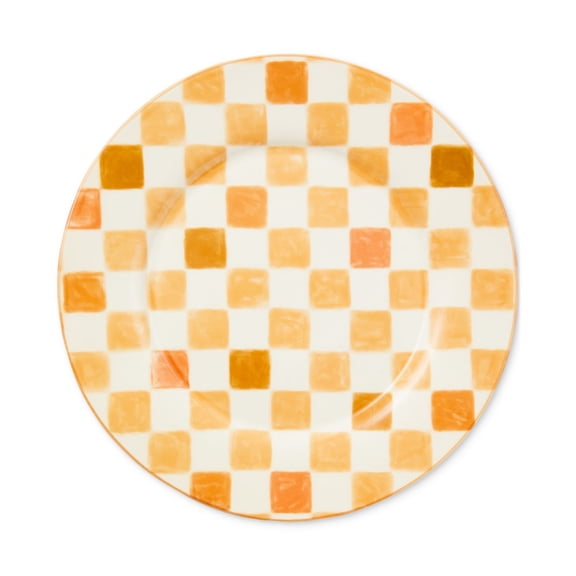 Round Platter with Honey Check Design