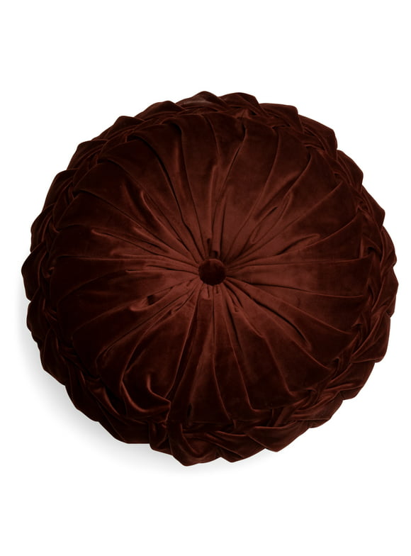 Round Pleated Velvet Decorative Pillow, 16" by Drew Barrymore Flower Home