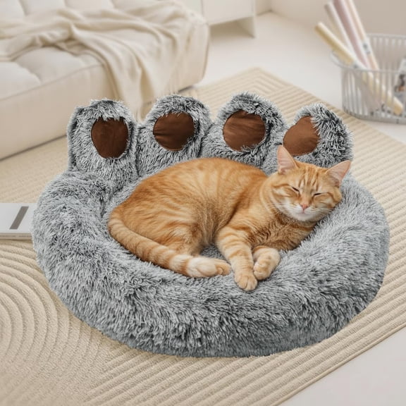 Round Plush Calming Donut Dog & Cat Bed | Calming Design, Donut Shape