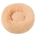 thumbnail image 1 of Round Plush Pet Bed Pad, Fluffy Warm Sleeping Cushion, Soft Breathable Mat for Small Cats Dogs Indoor Sofa Floor Use Beige 15in, 1 of 7