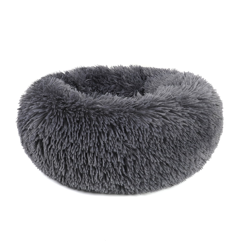 Round Plush Pet Bed for Dogs & Cats,Fluffy Soft Warm Calming Bed