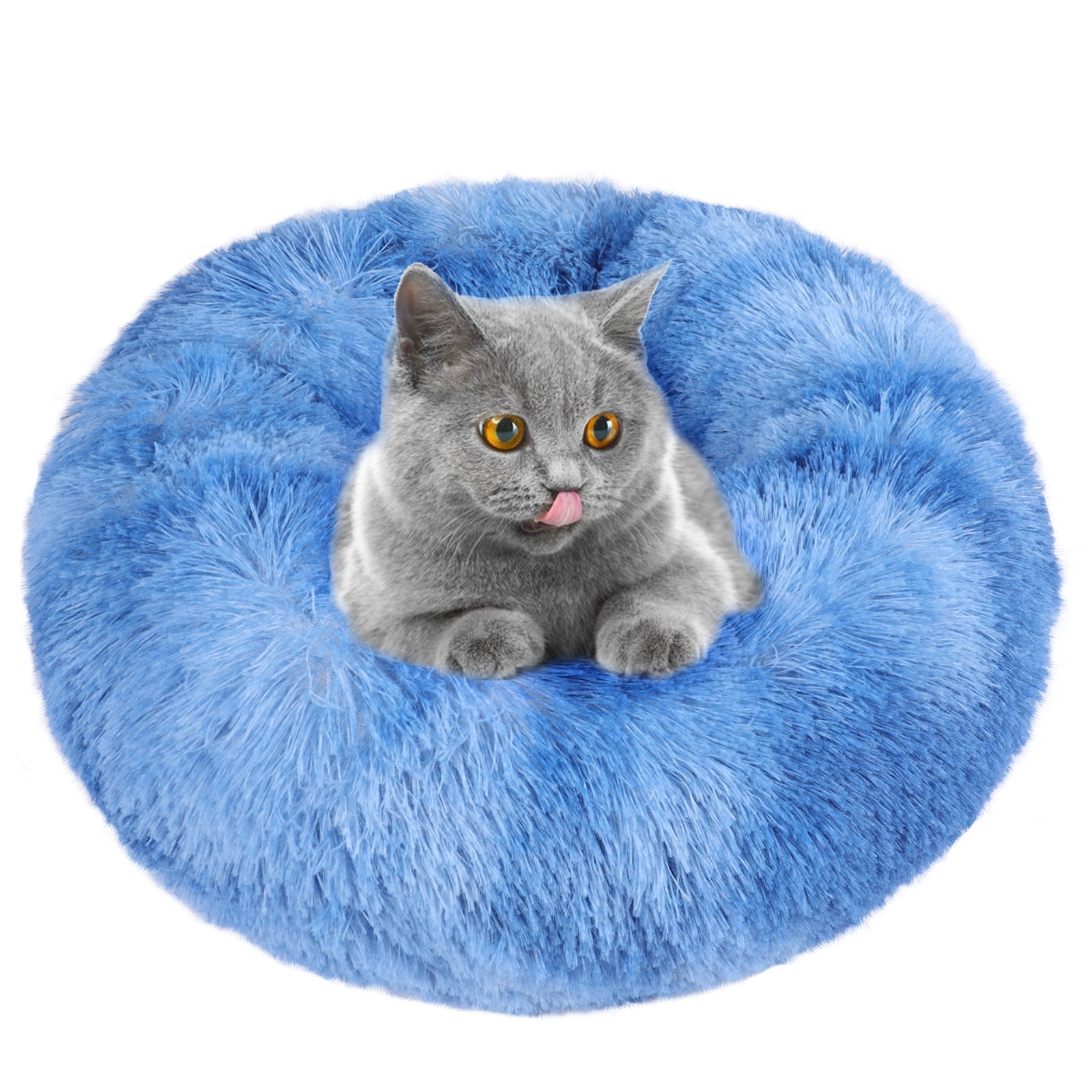 Round Plush Pet Bed for Dogs & Cats,Fluffy Soft Warm Calming Bed