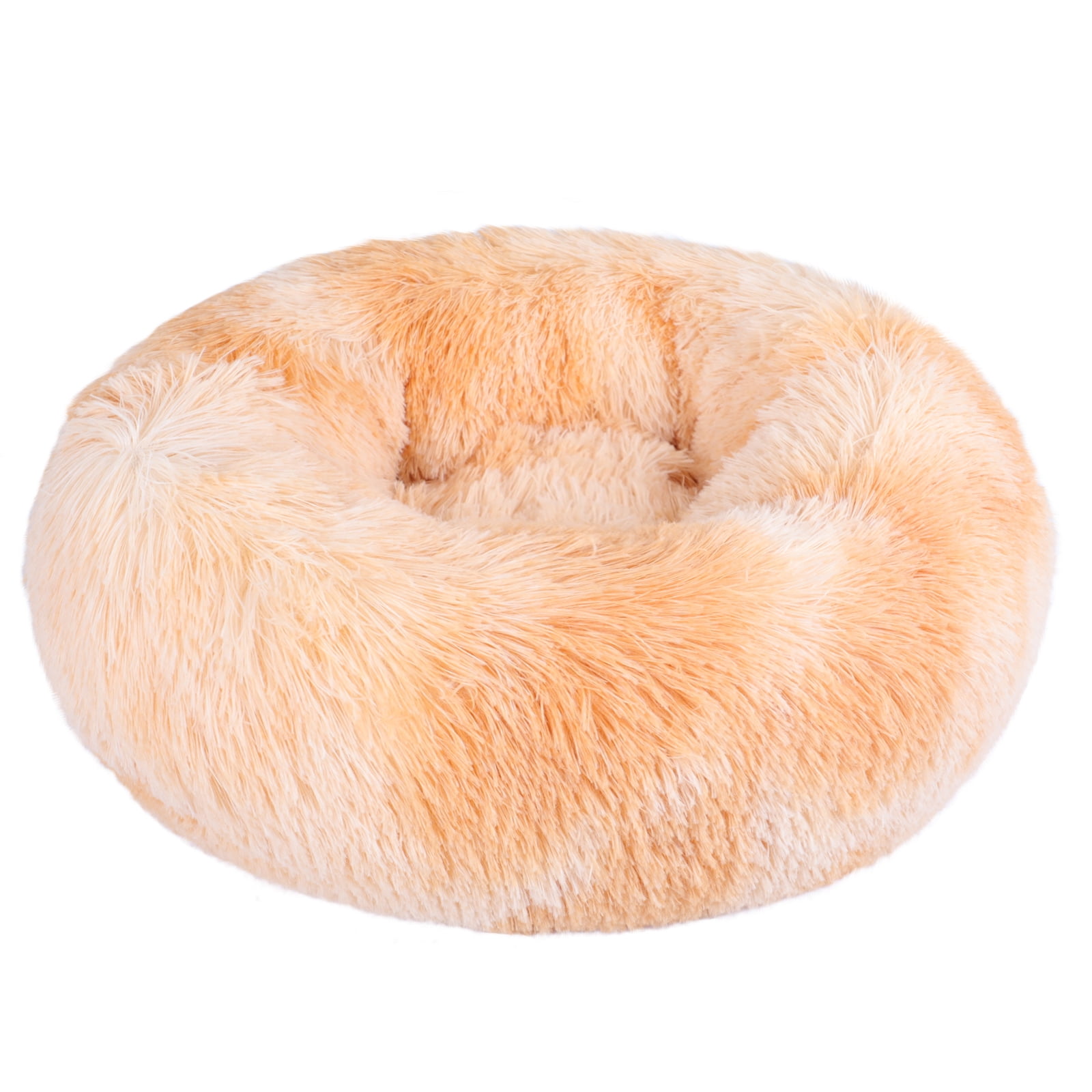 Round Plush Pet Bed for Dogs & Cats,Fluffy Soft Warm Calming Bed